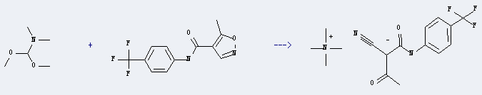 Leflunomide can react with dimethoxymethyl-dimethyl-amine to get dimethoxymethyl-dimethyl-amine